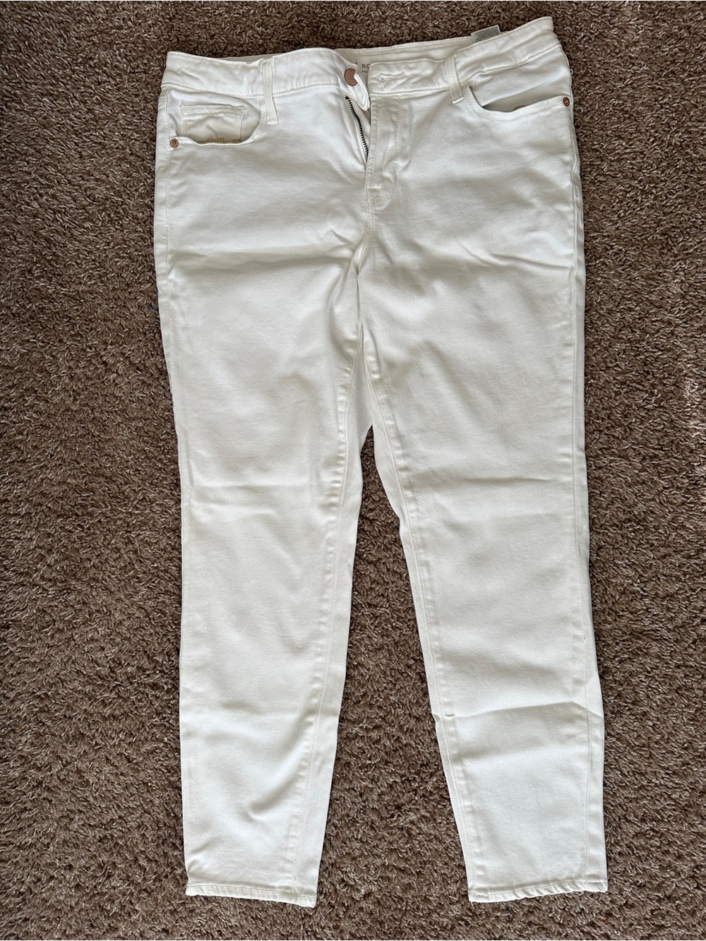 Old Navy Women’s Mid-Rise Skinny Stretch White Denim Jeans, 5-Pocket - size 12